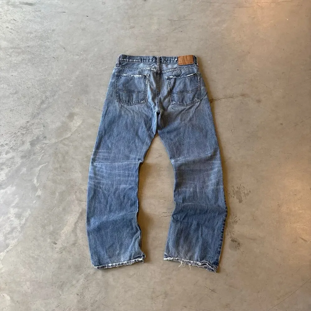y2k faded distressed bootcut denim jeans